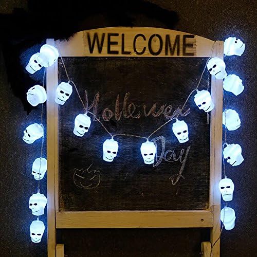 LJM HOUSEHOLD LJM 20 Led Halloween Battery Powered Operated Big Size Skull String Lights For Home Bar Party Outdoor Indoor Decoration