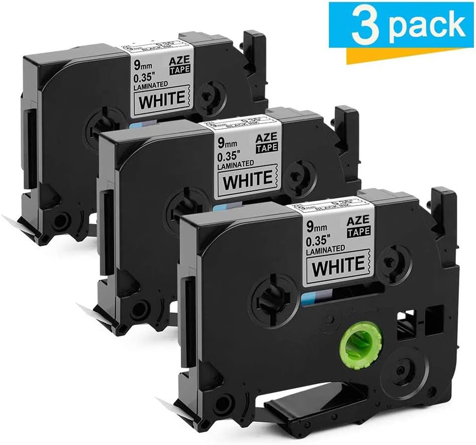 Suminey Compatible Label Tape Replacement for Brother P-Touch Tze-221 9mm x 8m Laminated Tape Black on White,TZe 221 Label Tape Cassette TZe221 Work with Brother PT-H101C H110 H105 900 1000 1010