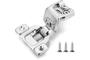 Vallecloud (4 Pack) 1-1/2 Inch Overlay Soft Close Cabinet Hinges, Kitchen Concealed Hinges for Face Frame Door, European Hinges with Brushed Nickel