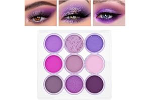 SUAKE Waterproof 9 Colors Shimmer Matte Eyeshadow Palette.Longwearing Highly Pigmented Glitter Powder Palet.Matt Pink Shiny Purple Eye shadow Palet Eye Makeup.paleta de sombras moradas