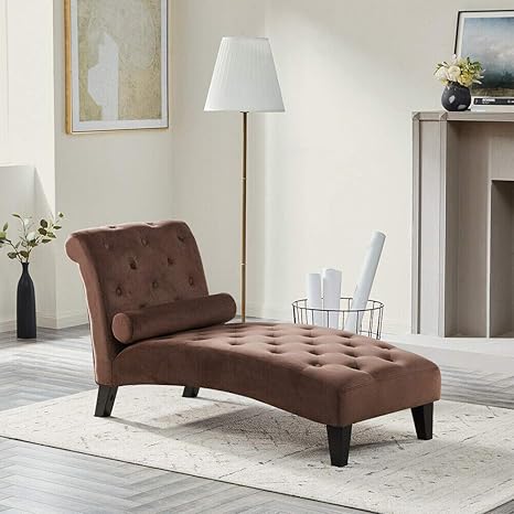 Amazon Com Living Room Chaise Lounge Leisure Chair Rest Sofa Lumbar Pillow Brown Chair Lounge Couch Home Or Office Bedroom Office Decor Kitchen Dining