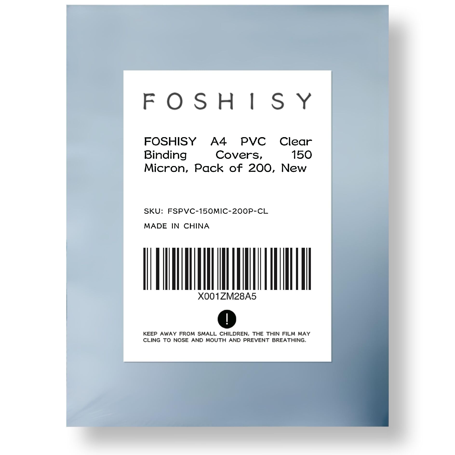 FOSHISY A4 PVC Clear Binding Covers,150 Micron,Pack of 200