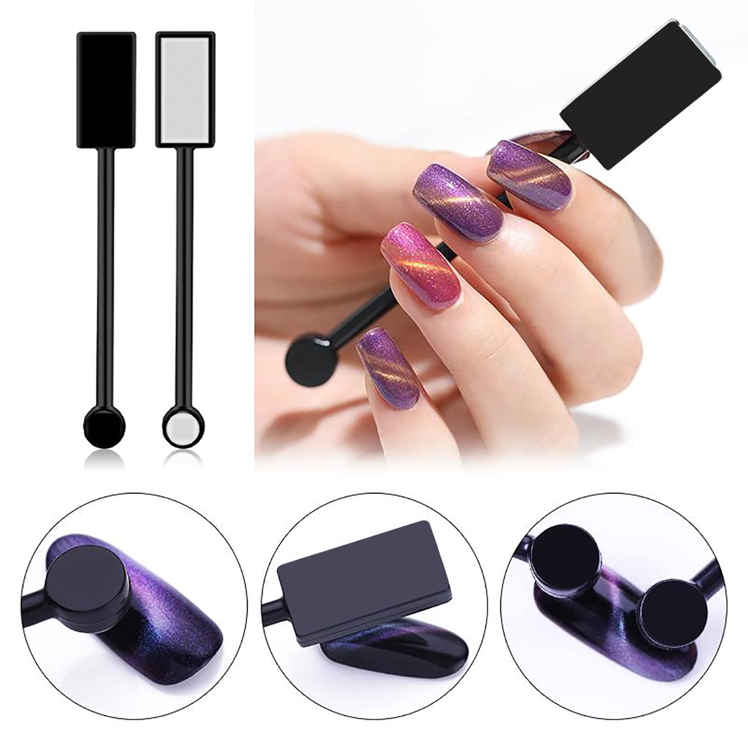 SILPECWEE 15Pcs Nail Magnet Set Cat Eye Gel Nail Polish Magnet Wand Magnetic Nail Polish Cat Eye Magnet for Nails Cat Eye Magnets Sticks Nail Design Tools Nail Art - Image 2