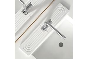 1Pc White Loop-Groove Faucet Absorbent Mat, Diatomite Stone Quick-Drying Splash-Proof Pad, Moisture-Control Sink Protector fo