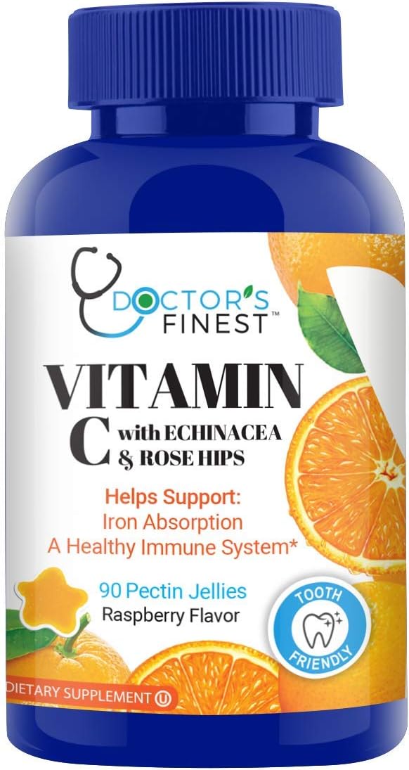 Doctors Finest Vitamin C w/Echinacea & Rose Hips Gummies – 90 Count [45 Day Supply]