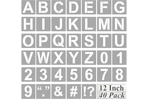 REOLAN Alphabet Letter and Number Stencils 12 Inch - 40 Pack Large Letters and Numbers Stencil Templates with Signs for Painting on Wood, Reusable Number Letter Stencils for Chalkboard Signs & Wood Wall Art