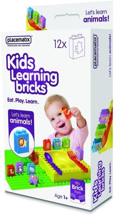 placematix Interlocking Kids Tableware Set Learning Bricks - Animals