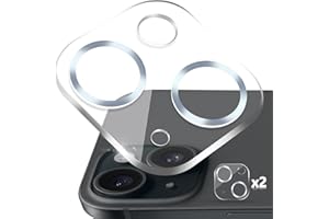 MONASAY 2 Pack Camera Lens Protector compatible for iPhone 15/iPhone 15 Plus[Anti-Scratch][Full Coverage] 9H Tempered Glass Built-in Aluminum Ring Camera Cover Film Case Friendly, Blue