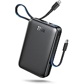 IGGPBB Portable Charger 50000mAh Power Bank,Portable Phone Charger with 2 Built in Cables,22.5W Fast Charging Travel Essentials Battery Pack for iPhone/iPad/MacBook/Android/Samsung Galaxy,Carbon Black
