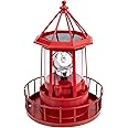 Operitacx Landscape Light Solar Rotating Beacon Lighthouse Outdoor LED Decor Light Solar Pathway Light for Garden Patio Lawn (Red)