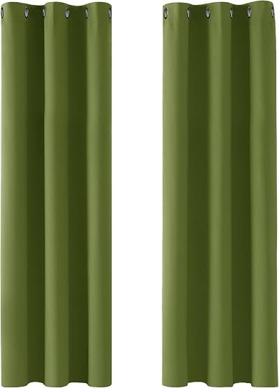 Deconovo Green Thermal Blackout Curtains 2 Panels 42 x 72 Eyelet Nursery