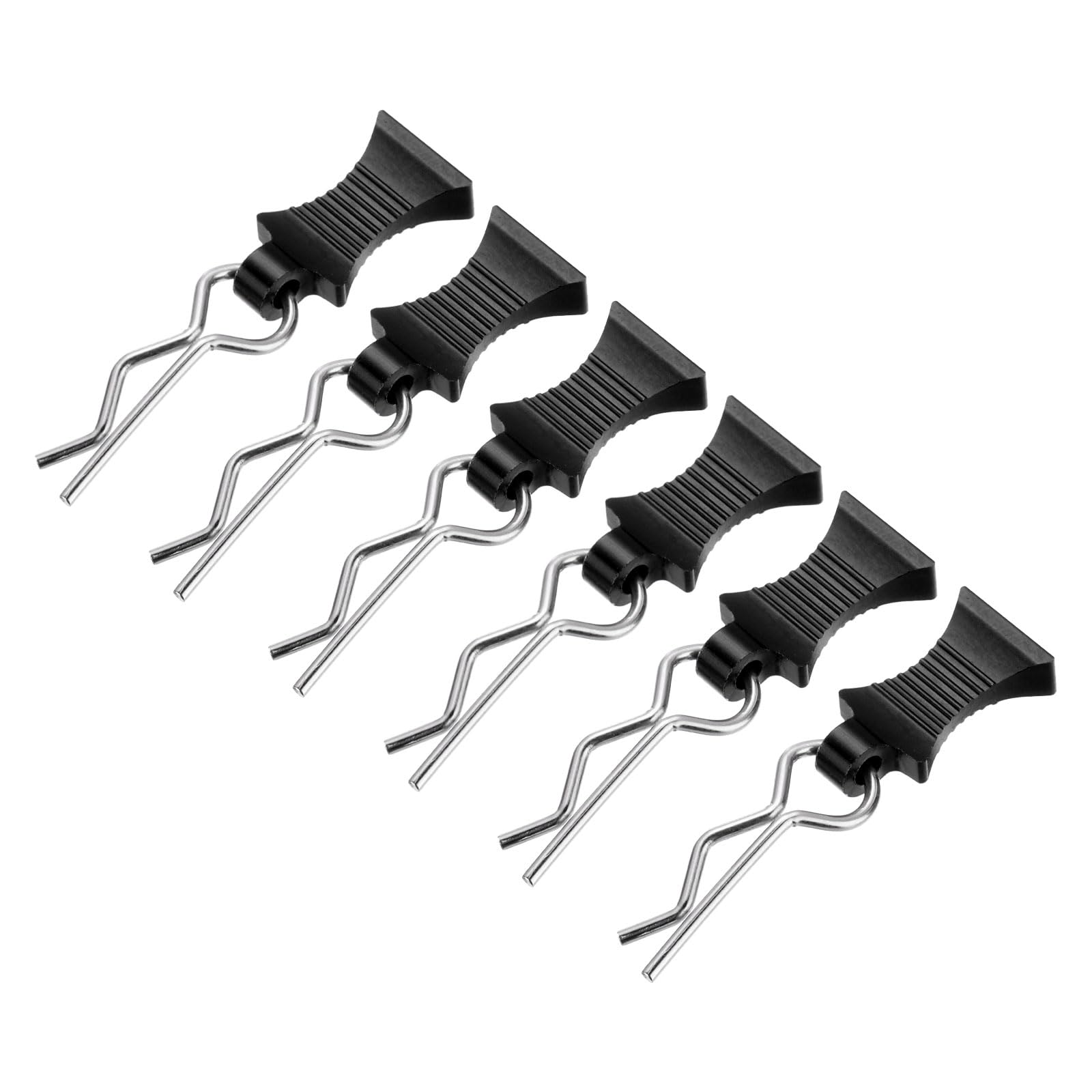 DMiotech 6Pcs Body Clips Pins with Pull Tabs, Black Universal RC Cars Parts Shell Replacement Parts for 1/8 1/10 1/12 Scale RC Car