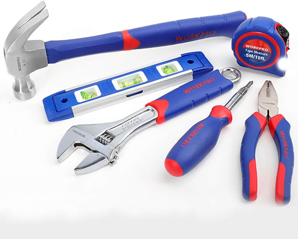 WORKPRO 6-Piece Tool Set, Hammer, Level, Wrench, Multi-Driver, Pliers and Measurer, (1 Set)