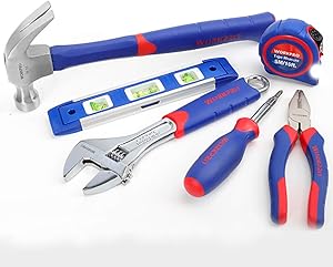 WORKPRO 6-Piece Tool Set, Hammer, Level, Wrench, Multi-Driver, Pliers and Measurer, (1 Set)