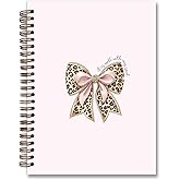 KDHTY Coquette Leopard Bow Preppy Spiral Notebook, It Is Well With My Soul Girly Aesthetic Journal Preppy Gifts for Women, Coquette Office Supplies, College Ruled Hardcover Spiral Notebook 5.5x8.3