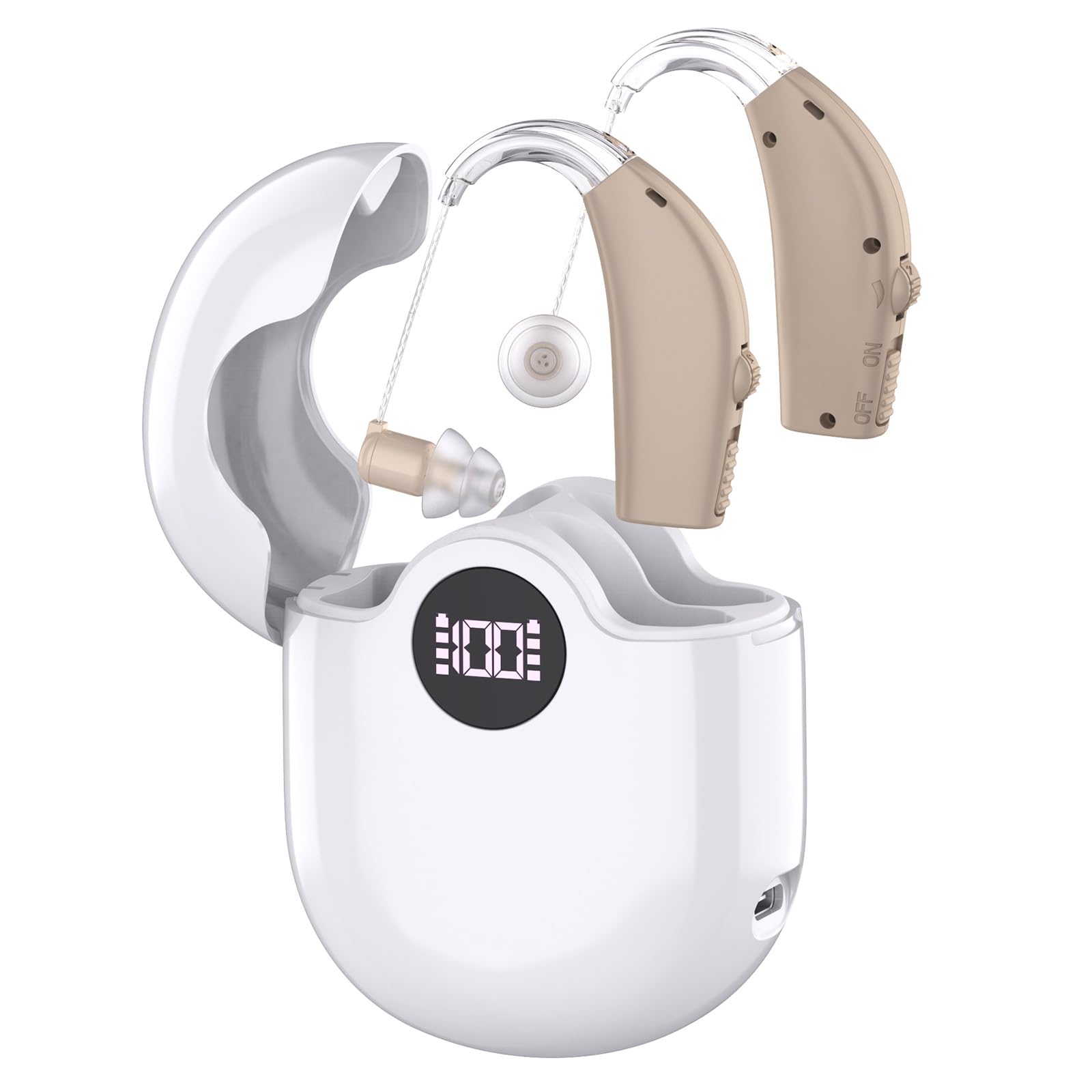 Photo 1 of Hearing Aids, Rechargeable Hearing Aids for Seniors, Hearing Amplifiers with Noise Cancelling & Volume Control-Hearing Aid Loss Amplifier Seniors & Adults Charging Case-Beige