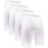 Comfneat Men's 9" Long Leg Cotton Boxer Briefs Stretchy Comfy Underwear 4-Pack