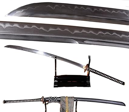 Amazon Com Lyuesword Japanese Battle Ready Sword Full Tang Sword Folded Steel Clay Tempered Katana Sports Outdoors