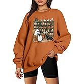 KIDDAD Halloween Sweatshirt for Women Ghosts Reading Books Graphic Long Sleeve Sweater Cute Spooky Bookish Shirts