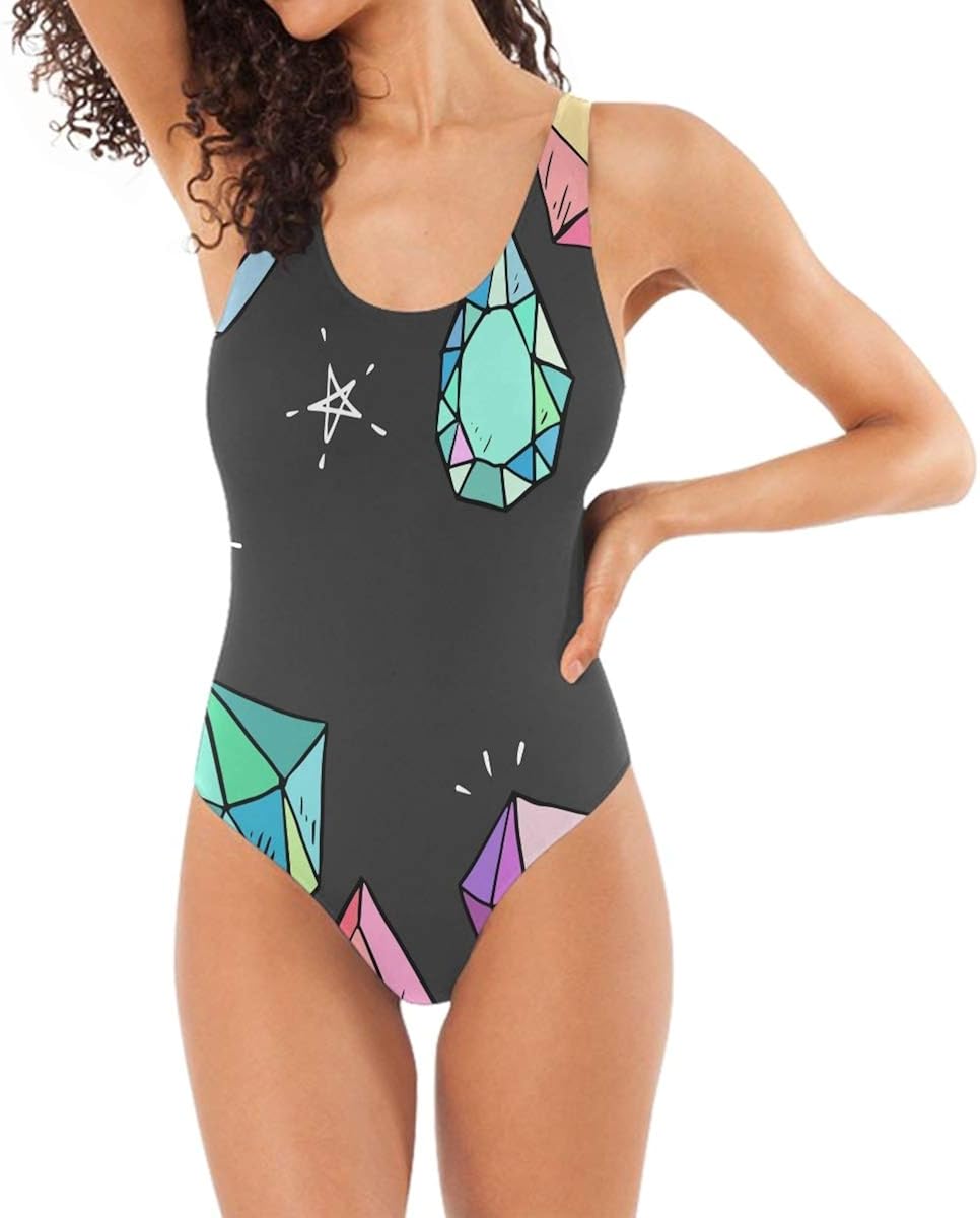 One Piece Swimsuit Beautiful Diamond Women's Swimwear at Amazon Women’s