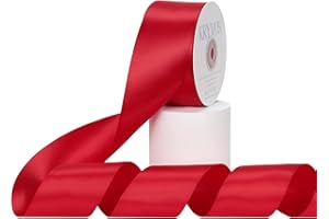 Kryvus Red Satin Ribbon, Double Faced 2 Inch X 25 Yards Red Ribbon, Premium Satin Ribbon for Gift Wrapping, Crafts, Hair Bow Making, Sewing, Flower Bouquet, Wedding Party Decor