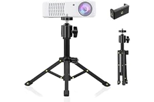JCWINY Mini Projector Stand, All Metal Mini Tripod Desktop Tabletop Stand Compact Desk Tripod for Mini Projector, Logitech Webcam, iPhone, Camera, Smooth 4, Osmo Mobile, Vimble 2