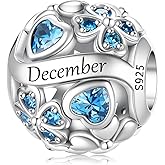 MICOO 925 Sterling Silver Birthstone Charms Bead Charms for Bracelet and Necklace Four Leaf Clover Birthstone Charms Jewelry Gift for Women