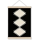 HRQKO Aztec Western Black Poster Hanger Frame, Aztec Wall Decor, Modern Geometric Wall Art with Wooden Frames, Southwestern Black White Wall Hanging Banner Decor for Bathroom Living Room, 12x16 Inch