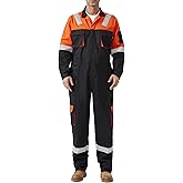 SUSHIMIAN Men's Work Coverall High Visibility Overalls Mechanics Coveralls Workwear Jumpsuit with Multi Pockets