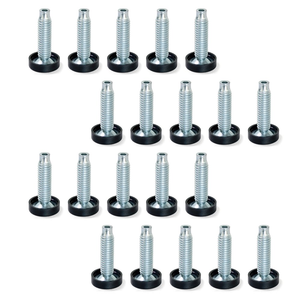 Emuca 2020805 Articulated leveller foot for furniture, M10x30mm, Set of 20 pieces