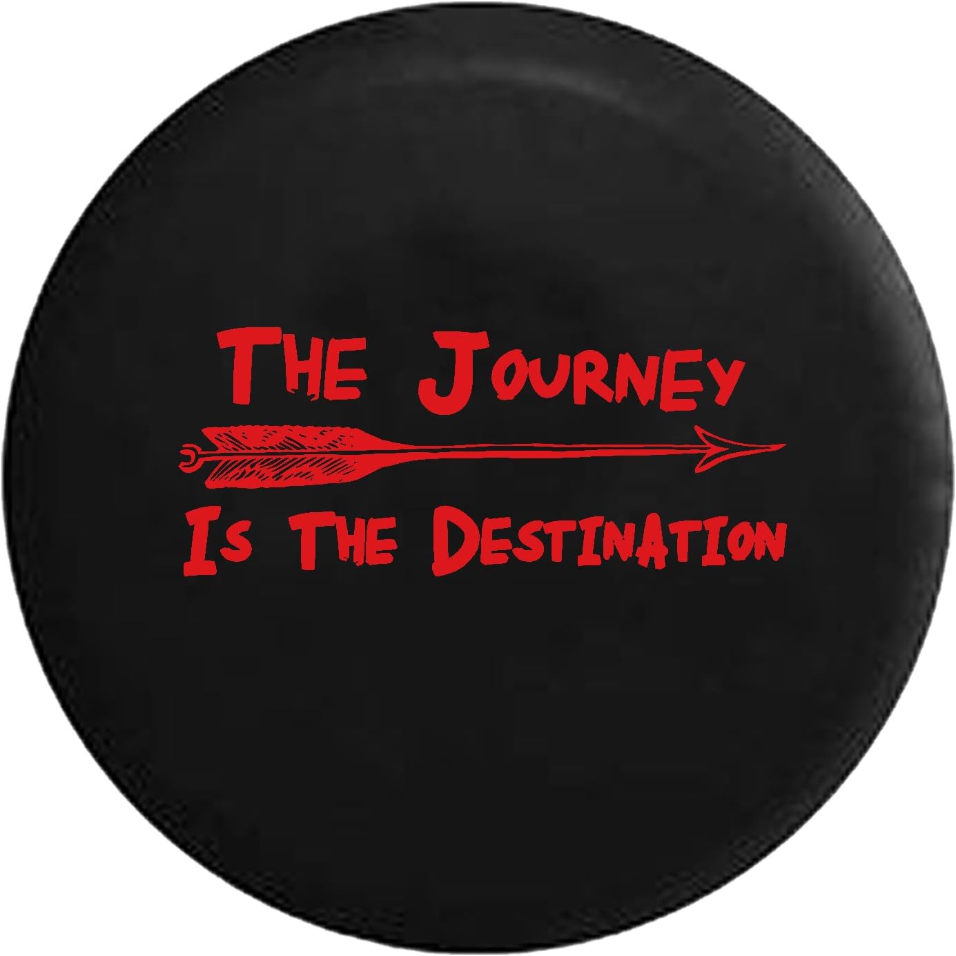 The Journey is The Destination Arrow Travel Freedom Spare Tire Cover fits SUV Camper RV Accessories Red Ink 33 in