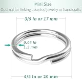 Uniclife 100 Pack 20mm Mini Split Jump Ring Double Loop Jewelry Connectors view 2