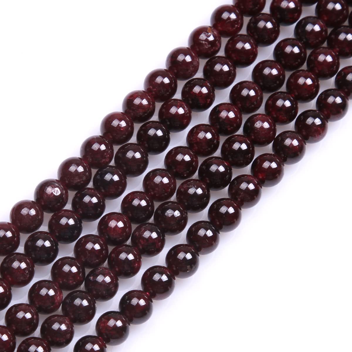 GEM-Inside Natural 7mm Red Garnet Round Gemstone Semi Precious Loose Beads for Jewellery Making 15''