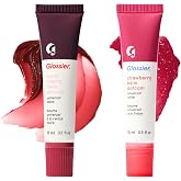 Glossier Lip Duo - Strawberry &amp; Black Cherry Tinted Balm (15ml), Hydrating Lip Care with Sheer Pink &amp; Burgundy Tints for Daily Moisture