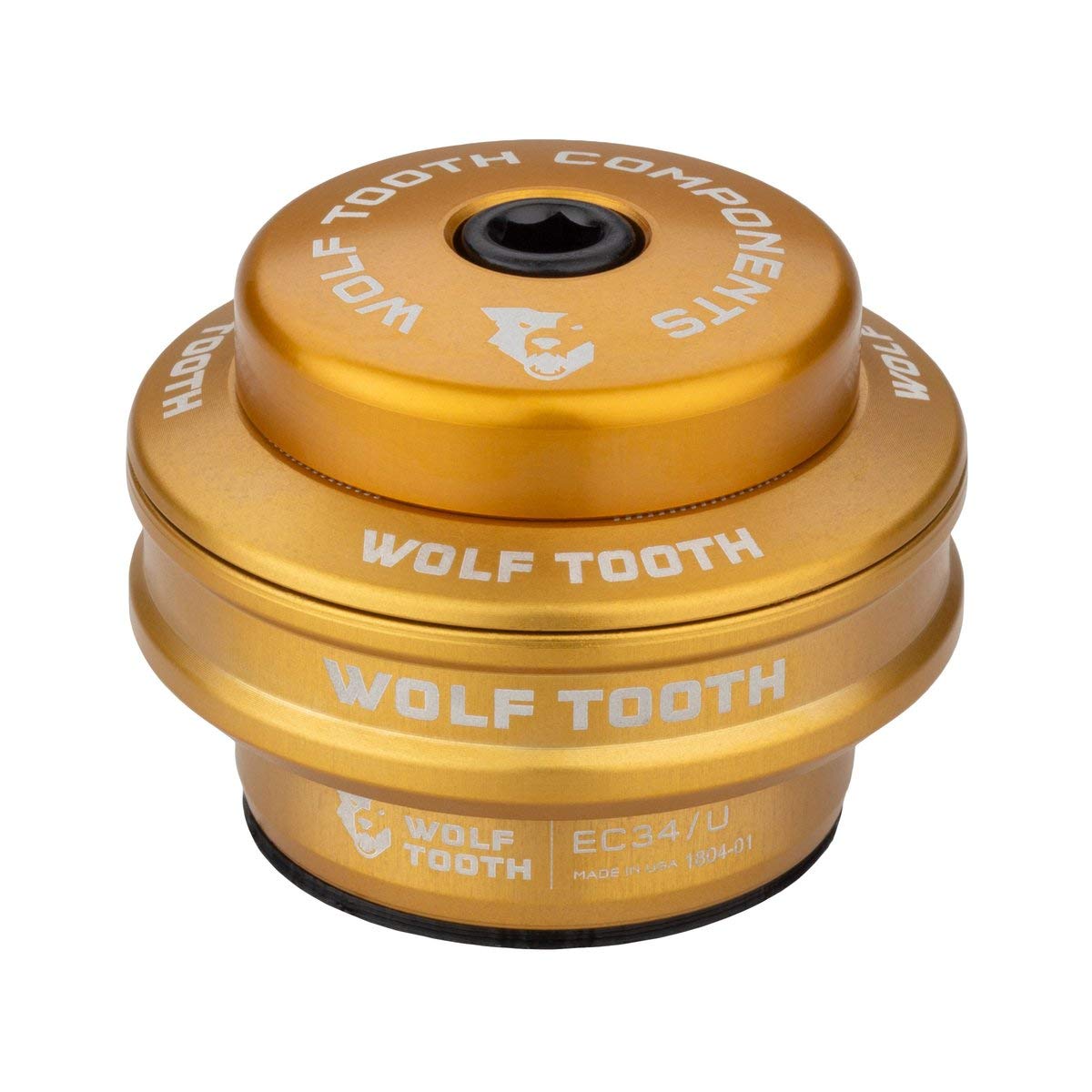 Wolf Tooth Performance EC34/28.6 Upper Headset 16mm Stack Gold | Lightweight Aluminium Headset Stainless Steel Bearings Wide Colour Range