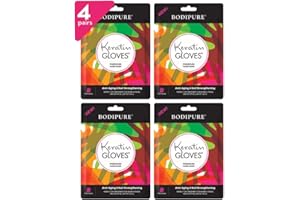 Bodipure Premium Hand Mask Keratin Gloves | Moisturizing Gloves for Dry Hands & Nail-Strengthening & Cuticle Softening | Spa Experience at Home | Chemical Free & for All Skin Types | 4 Pairs