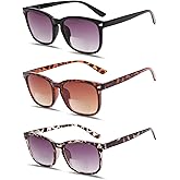 3 Pack Bifocal Reading Sunglasses for Women,UV400 Protection Spring Hinge Sun Readers Glasses for Outdoor