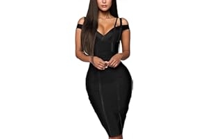 Hybrid & Company Womens Elegance V Neck Stretch Chic Bandage Dress