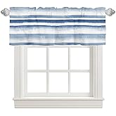 FJWMZ Spring Summer Nautical Coastal Kitchen Curtains Valances for Windows Blue Teal Gray Beach Themed Window Treatments Short Curtain Valance for Living Room Bathroom Window Decor,54x18 Inch