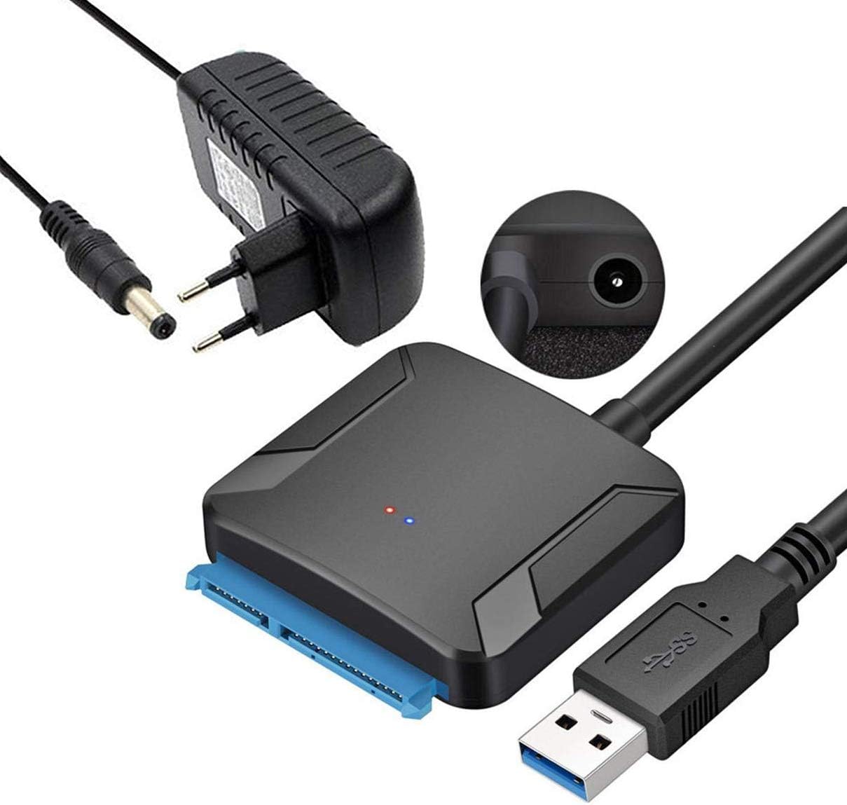 SEPAL SATA to USB Cable USB 3.0 to Hard Drive Adapter Converter for 2.5 3.5 Inch HDD SSD Support UASP with 12V 1A Power Adapter