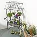 Large Black Metal Freestanding Scrollwork French Trolley Cart Plant Stand w/ 4 Hanging Flower Pot Basketsthumb 2