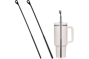 2pcs Straw Cleaner Brush, Silicone Cleaning Brushes Extra Long Straw Cleaner Brush for Stanley Metal Glass Straws (Black)
