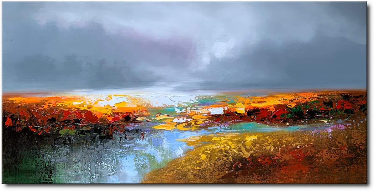 Paintings - Hand Painted Abstract Wall Art Handmade Oil Painting on Canvas Modern Landscape Artwork