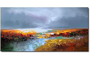 WINPEAK ART Hand Painted Abstract Wall Art Handmade Oil Painting on Canvas Modern Landscape Artwork