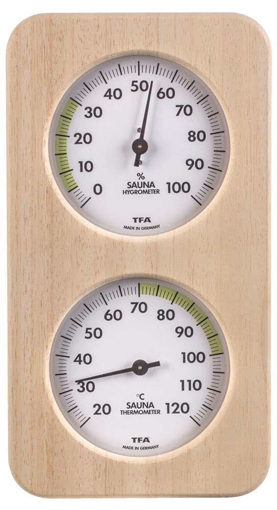 TFA Dostmann Sauna Thermo-Hygrometer Hair Synthetic 40.1004 Heat Resistant Solid Wood (Light Instruments)