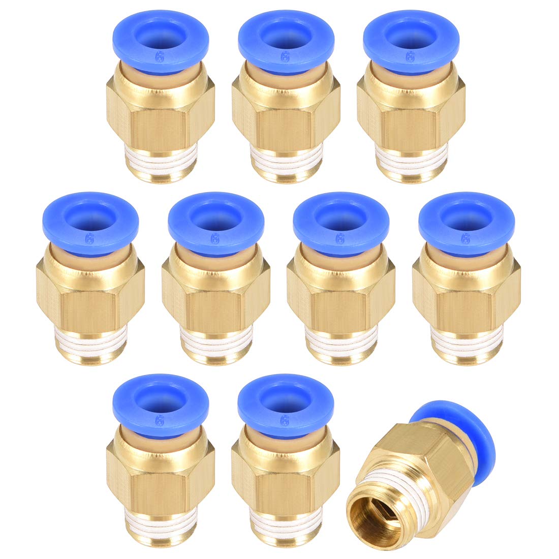 sourcing map Straight Pneumatic Push to Quick Connect Fittings G1/8 Male x 6mm Tube OD 10pcs