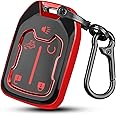 QBUC for GMC Key Fob Cover with Keychain,5 Button Soft TPU GMC Key Fob Cover,Fit for GMC Acadia Sierra Terrain and Chevy (red, 5 Button)