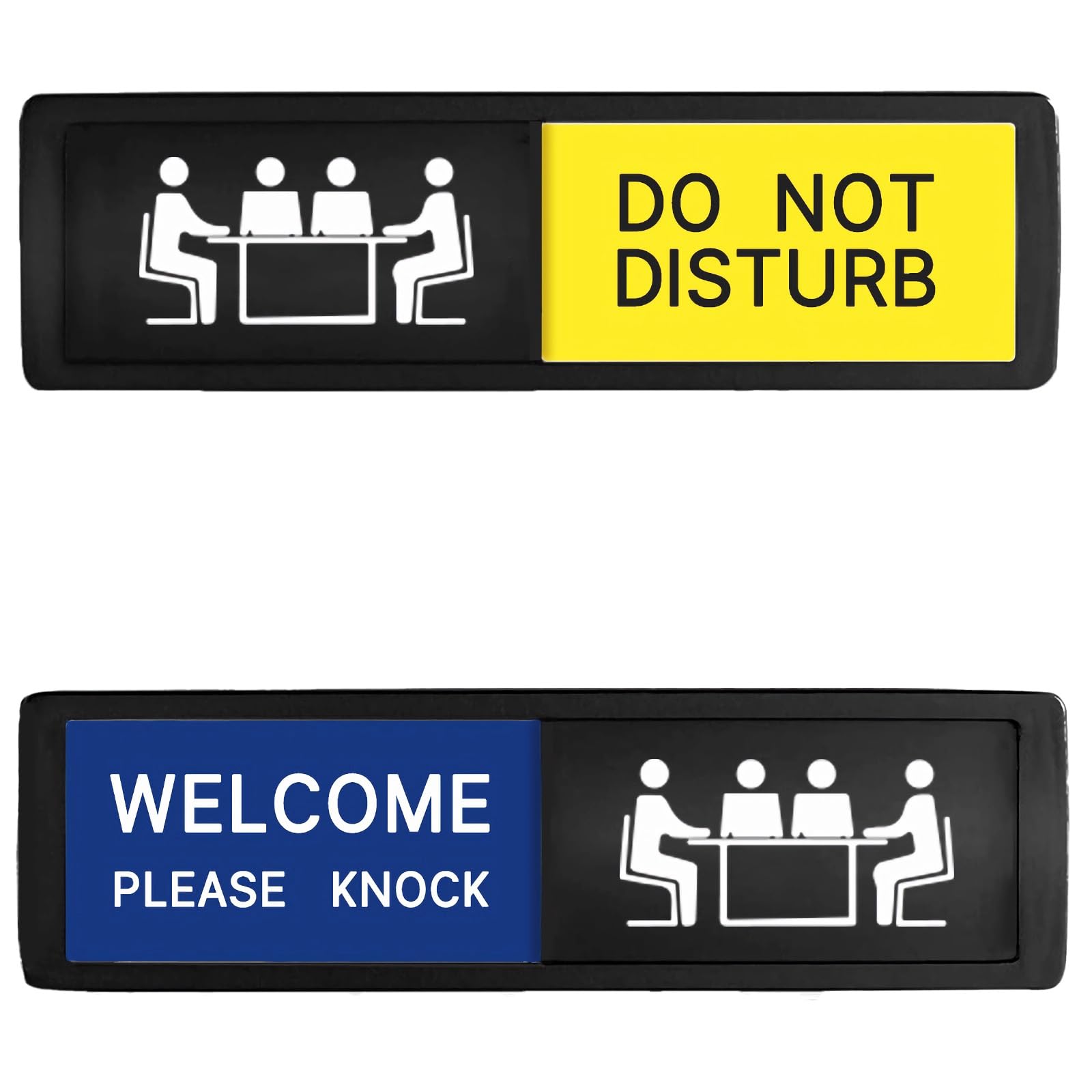 Photo 1 of HOPAPA Do Not Disturb Welcome Please Knock Sign,Do Not Disturb Sign for Home Office Restroom Conference Hospital, Slider Door Indicator, 7" x 1.9" Acrylic (Black)