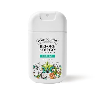 Poo-Pourri Before-You-Go Pocket Toilet Spray, Travel Essentials, Beach Bum, 1 Fl Oz, Up to 50 Uses, On-The-Go Bathroom Odor Deodorizer with Essential Oils, TSA Approved Size, Coconut Orchid Scent