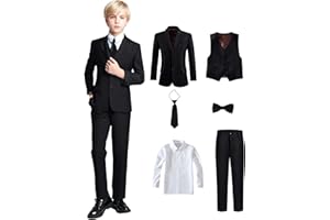 Yanlu Boy's Tuxedos Toddler Formal Suits Set Kids Blue Black Slim Fit Suit for Weddings